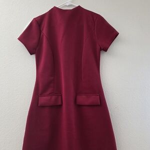 Elegant Short Sleeve Burgundy Dress